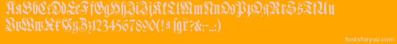 Muenchnerfraktur-Schriftart – Rosa Schriften auf orangefarbenem Hintergrund