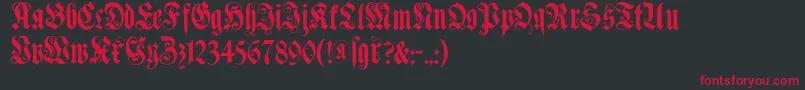Muenchnerfraktur Font – Red Fonts on Black Background