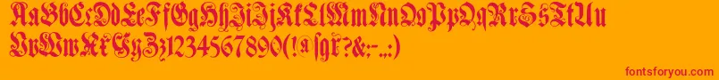 フォントMuenchnerfraktur – オレンジの背景に赤い文字