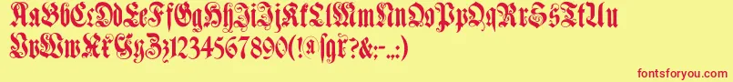 フォントMuenchnerfraktur – 赤い文字の黄色い背景