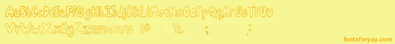 Icecreamparty-Schriftart – Orangefarbene Schriften auf gelbem Hintergrund