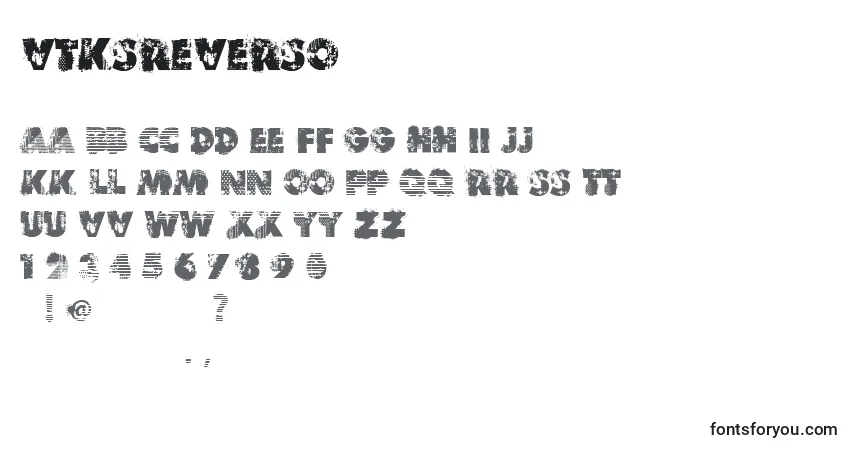 Czcionka VtksReverso – alfabet, cyfry, specjalne znaki