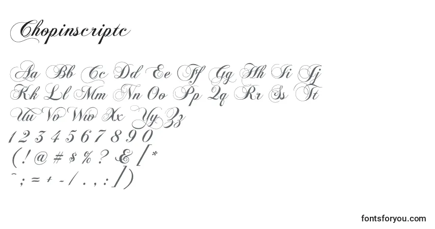 A fonte Chopinscriptc – alfabeto, números, caracteres especiais