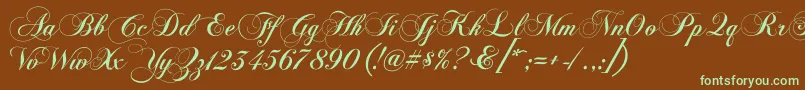 Chopinscriptc-fontti – vihreät fontit ruskealla taustalla