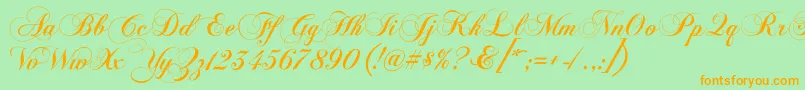 Chopinscriptc-Schriftart – Orangefarbene Schriften auf grünem Hintergrund