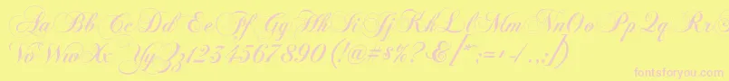 フォントChopinscriptc – ピンクのフォント、黄色の背景