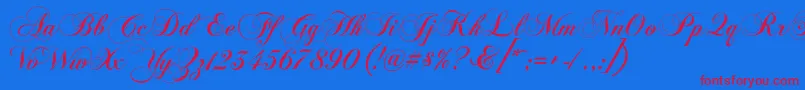 Chopinscriptc-Schriftart – Rote Schriften auf blauem Hintergrund