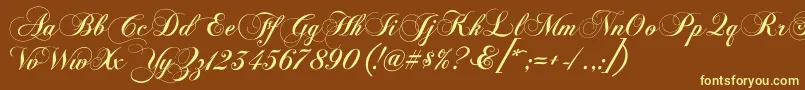 Chopinscriptc-fontti – keltaiset fontit ruskealla taustalla