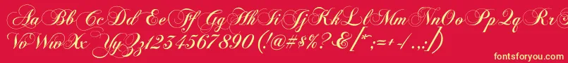 Chopinscriptc Font – Yellow Fonts on Red Background