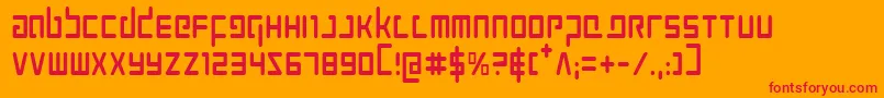 Prokofievc-Schriftart – Rote Schriften auf orangefarbenem Hintergrund