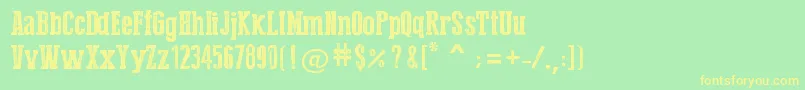 Fonte PressStyleSerif – fontes amarelas em um fundo verde