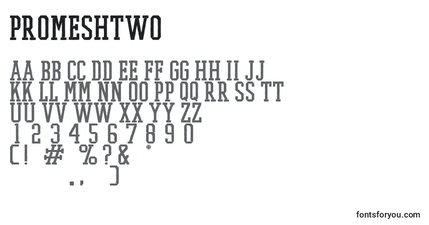 Czcionka PromeshTwo – alfabet, cyfry, specjalne znaki