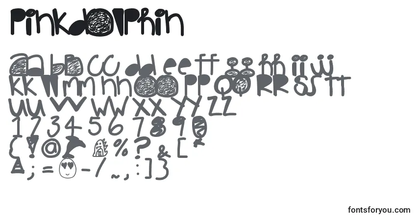 A fonte Pinkdolphin – alfabeto, números, caracteres especiais