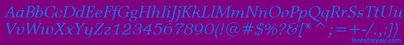 MattAntiqueItalicBt Font – Blue Fonts on Purple Background