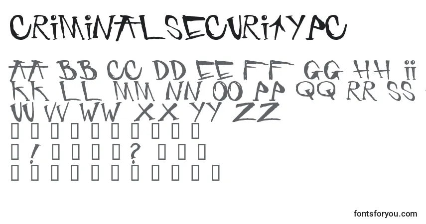 Шрифт Criminalsecuritypc – алфавит, цифры, специальные символы