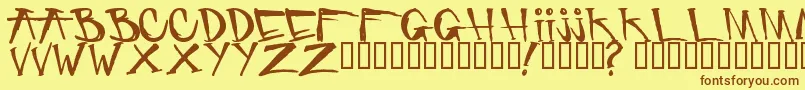 フォントCriminalsecuritypc – 茶色の文字が黄色の背景にあります。