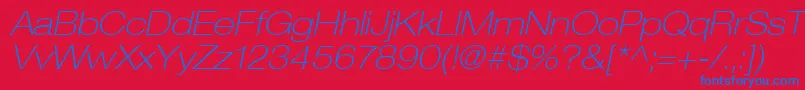 HelveticaLt33ThinExtendedOblique Font – Blue Fonts on Red Background