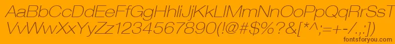 HelveticaLt33ThinExtendedOblique Font – Brown Fonts on Orange Background