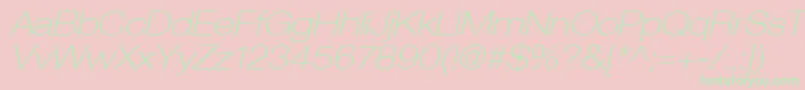 HelveticaLt33ThinExtendedOblique Font – Green Fonts on Pink Background