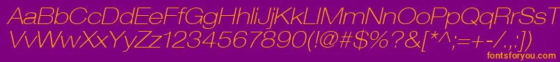 HelveticaLt33ThinExtendedOblique Font – Orange Fonts on Purple Background