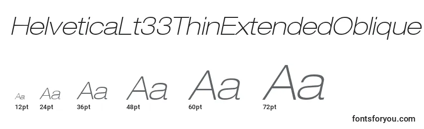 Размеры шрифта HelveticaLt33ThinExtendedOblique