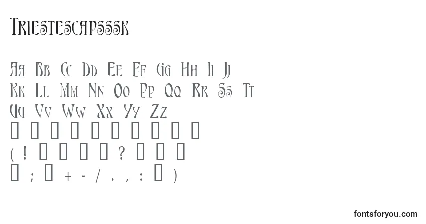 Schriftart Triestescapsssk – Alphabet, Zahlen, spezielle Symbole