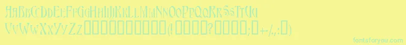 Czcionka Triestescapsssk – zielone czcionki na żółtym tle