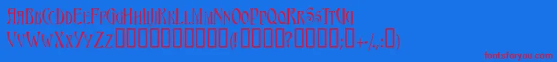 Triestescapsssk Font – Red Fonts on Blue Background