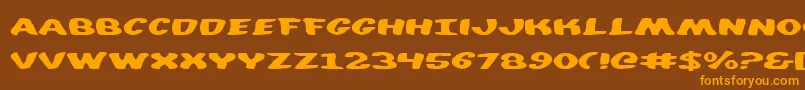 Diegocon-Schriftart – Orangefarbene Schriften auf braunem Hintergrund