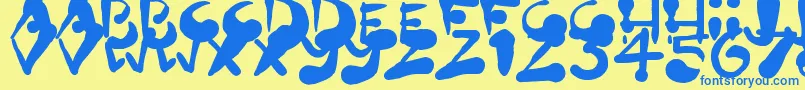 PaintBlobs Font – Blue Fonts on Yellow Background