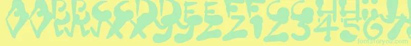 PaintBlobs Font – Green Fonts on Yellow Background
