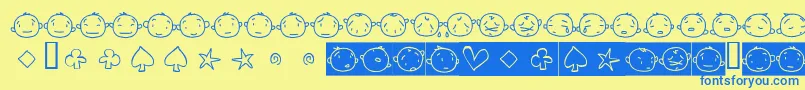 フォント20faces – 青い文字が黄色の背景にあります。