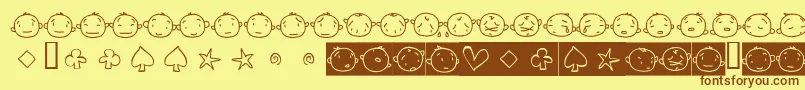 フォント20faces – 茶色の文字が黄色の背景にあります。