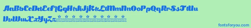 フォントSatisfactionPersonalUse – 青い文字は緑の背景です。