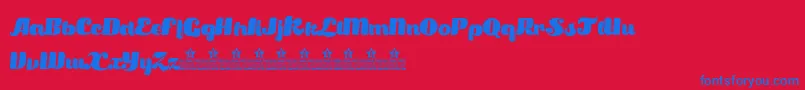 フォントSatisfactionPersonalUse – 赤い背景に青い文字