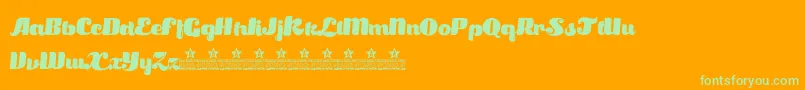 Weitere Informationen zur SatisfactionPersonalUse-Schriftart SatisfactionPersonalUse-Schriftart – Grüne Schriften auf orangefarbenem Hintergrund
