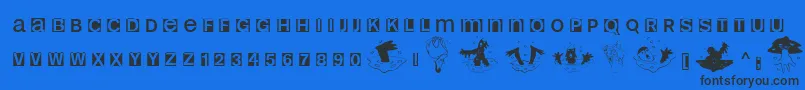 Helloweenia-Schriftart – Schwarze Schriften auf blauem Hintergrund
