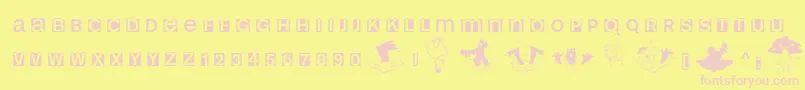 Helloweenia Font – Pink Fonts on Yellow Background