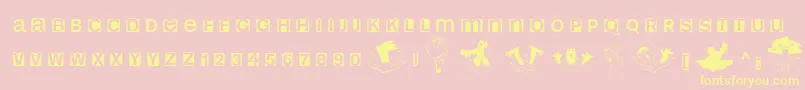 Helloweenia-Schriftart – Gelbe Schriften auf rosa Hintergrund