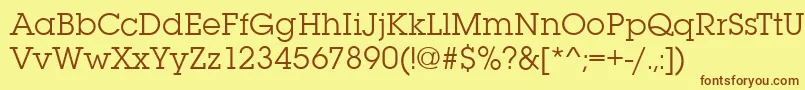 フォントSquareserifRegular – 茶色の文字が黄色の背景にあります。