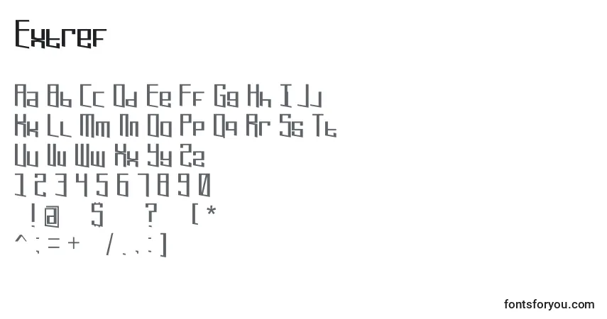 A fonte Extref – alfabeto, números, caracteres especiais