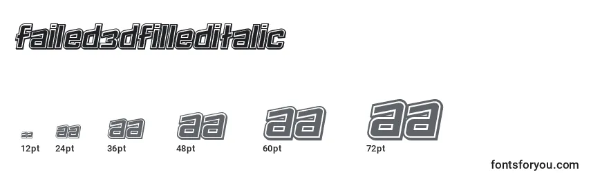 Größen der Schriftart Failed3DFilledItalic