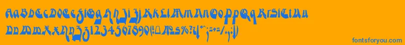 フォントModerneGekippteSchwabacher – オレンジの背景に青い文字