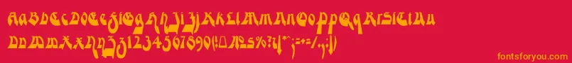 ModerneGekippteSchwabacher Font – Orange Fonts on Red Background