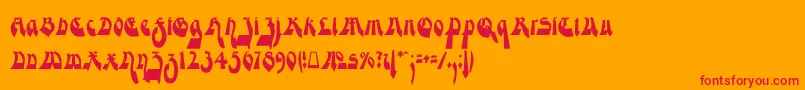 フォントModerneGekippteSchwabacher – オレンジの背景に赤い文字