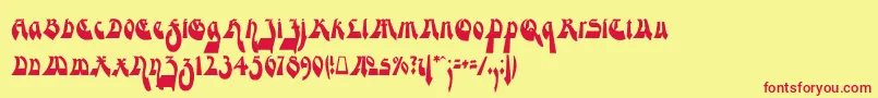 ModerneGekippteSchwabacher Font – Red Fonts on Yellow Background