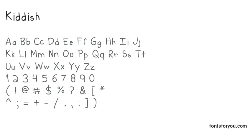 Czcionka Kiddish – alfabet, cyfry, specjalne znaki