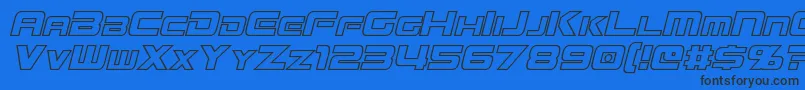 Шрифт MissionGtRHollowItalic – чёрные шрифты на синем фоне