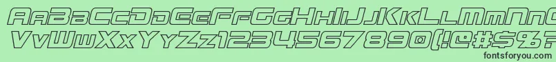 Шрифт MissionGtRHollowItalic – чёрные шрифты на зелёном фоне