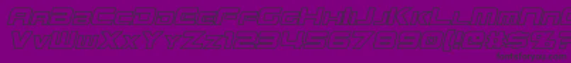 MissionGtRHollowItalic-Schriftart – Schwarze Schriften auf violettem Hintergrund